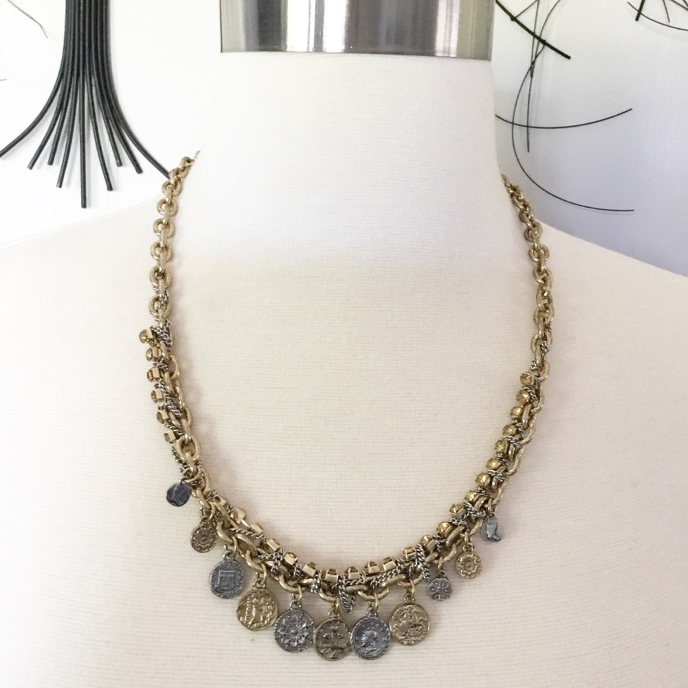 Vintage RJ Graziano Coin Beaded Multi Layered Necklace